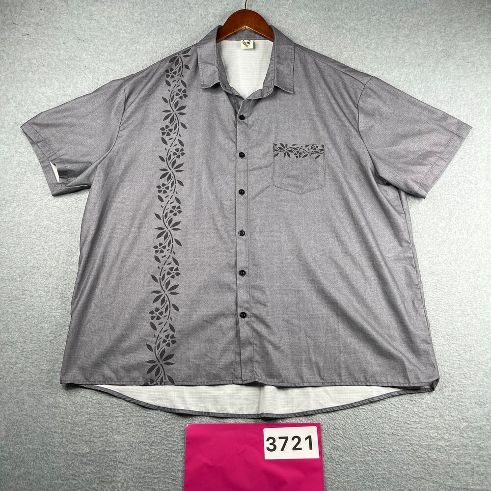 Hardaddy Shirt Gray Floral Lightweight Pocket Button Up Short Sleeve Mens 3XL